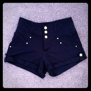 Navy blue high-waisted shorts